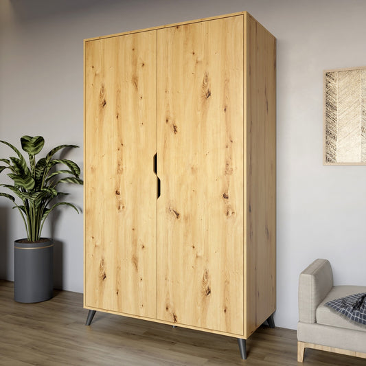 Шкаф двухдверный с черными ножками М-ЗОН Борн 1200 Дуб Артизан (MZN-031060)