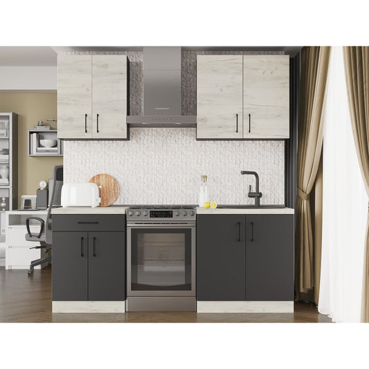 Кухня модульна Эверест Оптима набор №2 Дуб крафт белый+Антрацит 2 м (без столешницы) (DTM-5694)