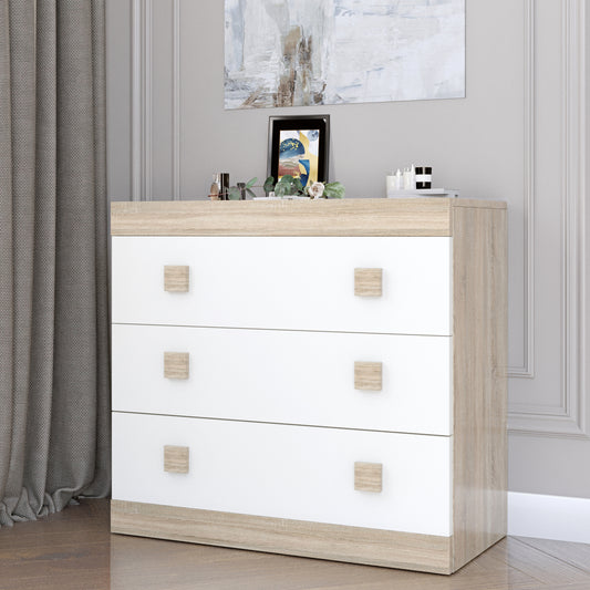 Комод Эверест на 3 ящика Соната-1 80х38х75 дуб сонома + белый (DTM-2044)