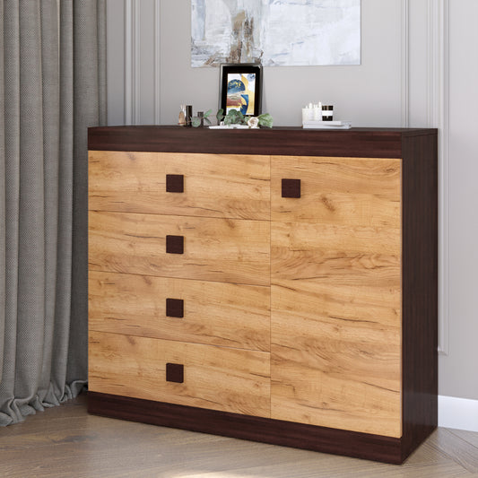 Комод с дверью и 4-мя ящиками Эверест Соната-5 105х38х94 венге темный + дуб крафт золотой (DTM-2063)