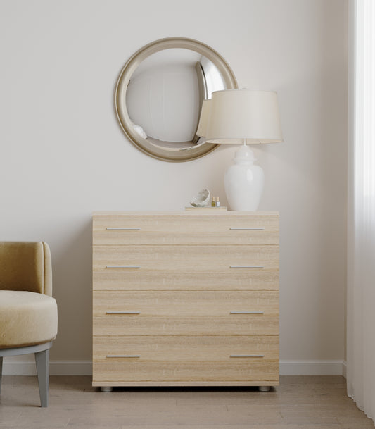 Маленький комод Эверест на 4 ящика К-1 80х45х73 дуб сонома (телескопы) (DTM-2445)