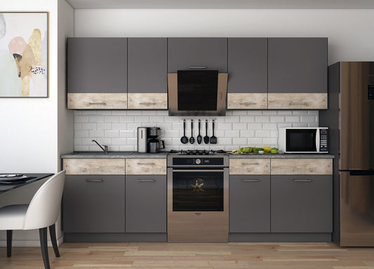 Кухня модульная Лея Doros 260х60х250 см Графит/Дуб клондайк (DRS-011379)
