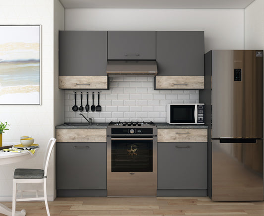 Кухня модульная Лея Doros 180х60х250 см Графит/Дуб клондайк (DRS-011382)