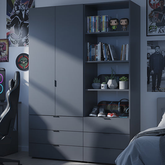 Шкаф для одежды Doros Гелар Графит 2ДСП с пеналом 137.5х49.5х203.4 (DRS-011912)