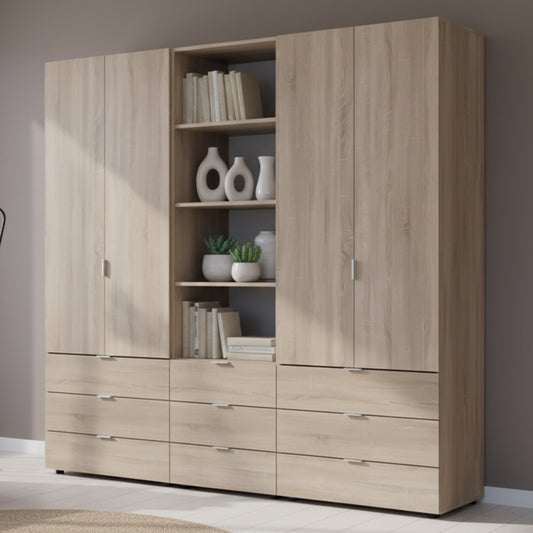 Шкаф для одежды Гелар Дуб сонома 2+2ДСП с пеналом 215х49.5х203.4 (DRS-011917)