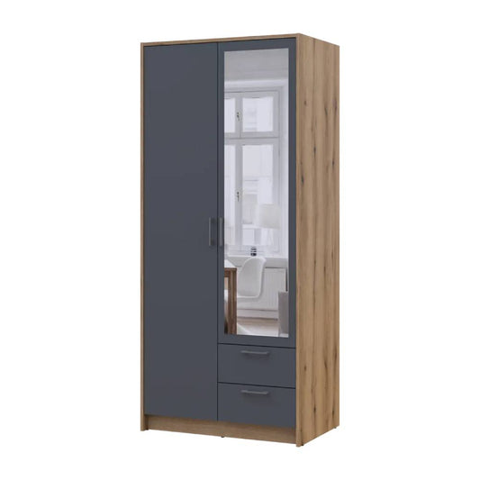 Шкаф для одежды Doros Ронди с зеркалом Дуб Артизан/Графит 2ДСП 82х52х195 DRS-011669 (80737806)