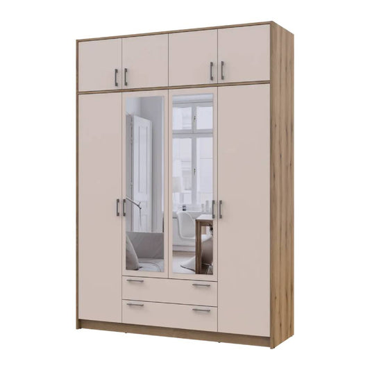 Шкаф для одежды Doros Ронди с антресолью и зеркалом Дуб Артизан/Кашемир 4ДСП 160х52х236 DRS-011680 (80737831)