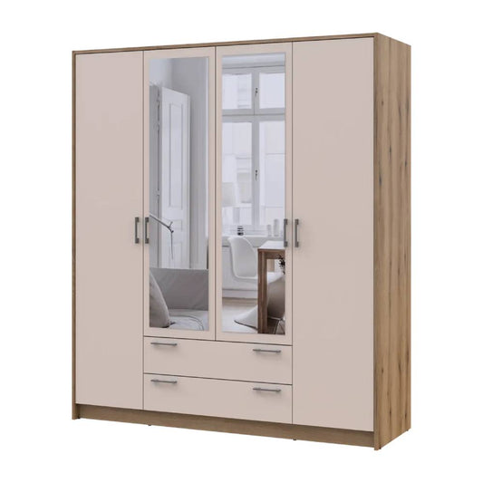 Шкаф для одежды Doros Ронди с зеркалом Дуб Артизан/Кашемир 4ДСП 160х52х195 DRS-011674 (80737827)