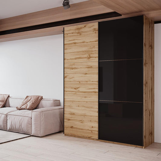 Шкаф купе Doros G-Caiser Дуб Эвок 1 ДСП / 1 Стекло / 3 части 180х60х240 (DRS-011577)