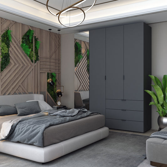 Комплект шкафов для одежды Doros Гелар (2 шт.) 155х49,5х203,4 см Зеркало/Графит (DRS-011135)