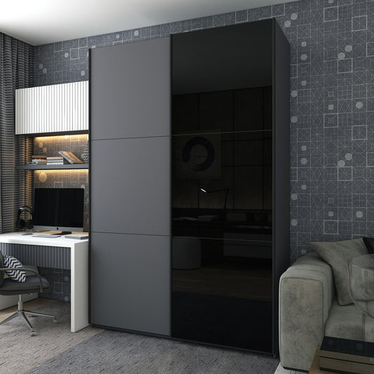 Шкаф-купе двухдверный Doros G-Caiser 180х60х240 см Графит/1 Черное стекло (DRS-011037)