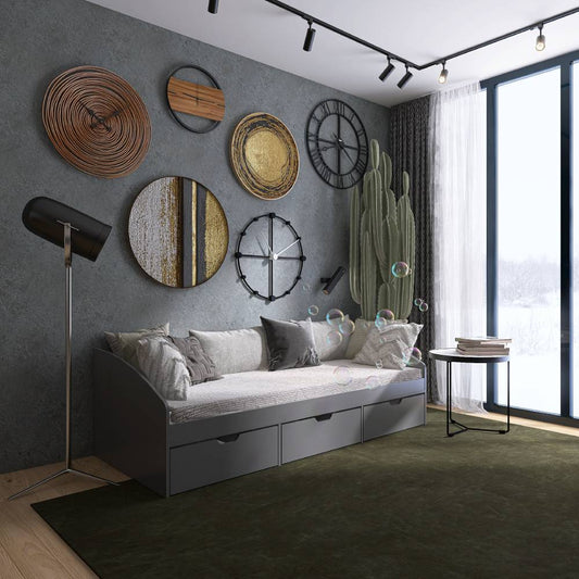 Кровать односпальная с ящиками Эверест Комфорт 3 193х84х59 см Графит (DTM-5728)