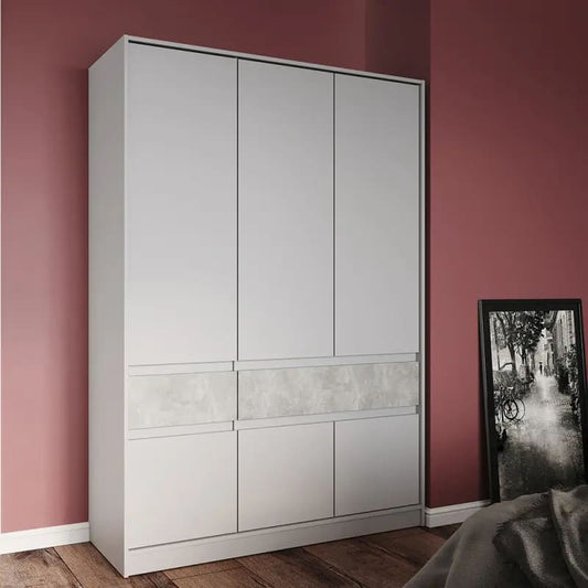 Шкаф распашный для одежды с выдвижными ящиками (полки - штанга) Эверест Стайл-1400 140х53х203 см Кашемир/Бетон (DTM-071164)