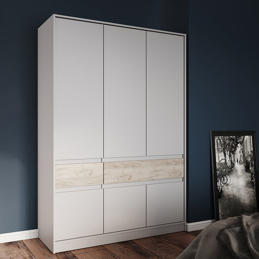 Шкаф распашный для одежды с выдвижными ящиками (полки - штанга) Эверест Стайл-1400 140х53х203 см Кашемир/Дуб крафт серый (DTM-071162)