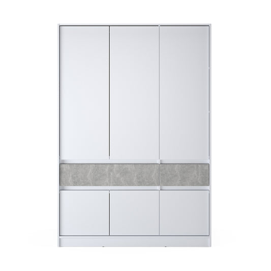 Шкаф распашный для одежды с выдвижными ящиками (полки - штанга) Эверест Стайл-1400 140х53х203 см Нимфея Альба (белый)/Бетон (DTM-071152)