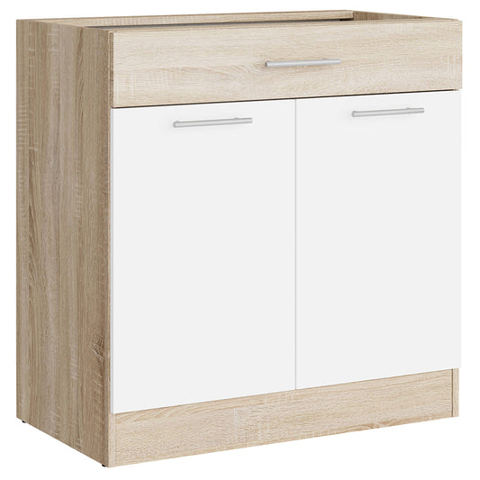 Кухонный модуль нижний с шухлядой Эверест Эко 800 дуб сонома/нимфея альба (белый) (без столешницы) 80х46х82 см (DTM-071038)