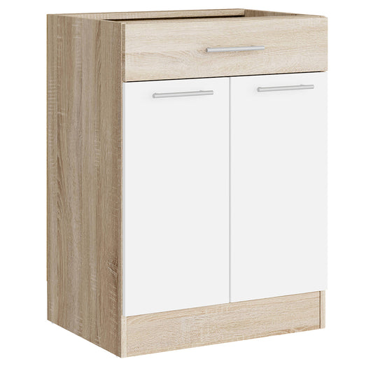 Кухонный модуль нижний с шухлядой Эверест Эко 600 дуб сонома/нимфея альба (белый) (без столешницы) 60х46х82 см (DTM-071041)
