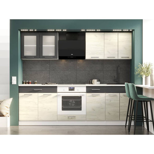 Кухня модульная Эверест Эко набор №3 крафт белый/графит 2.4 м столешница Скай (DTM-071063)