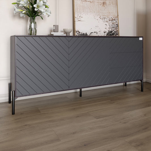 Комод с черными металлическими ножками LION Амарант 168x40x76,5 см Бетон темный/Графитовый (LION-041885)