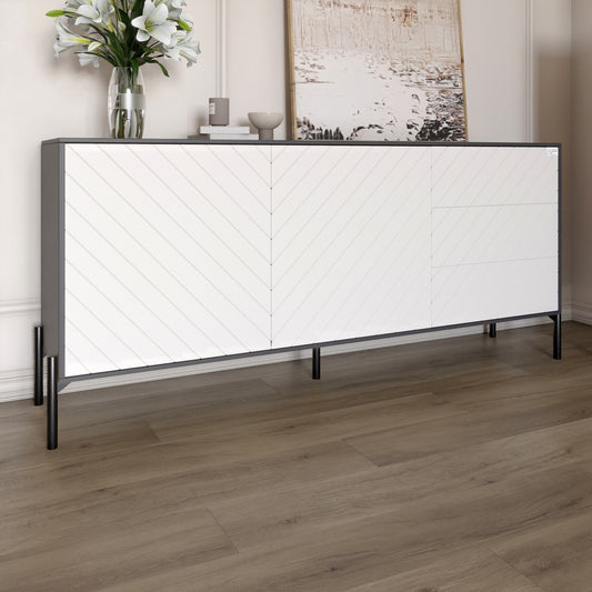 Комод с черными металлическими ножками LION Амарант 168x40x76,5 см Антрацит/Белый (LION-041902)