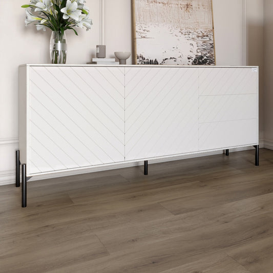 Комод с черными металлическими ножками LION Амарант 168x40x76,5 см Бетон Style/Белый (LION-041907)