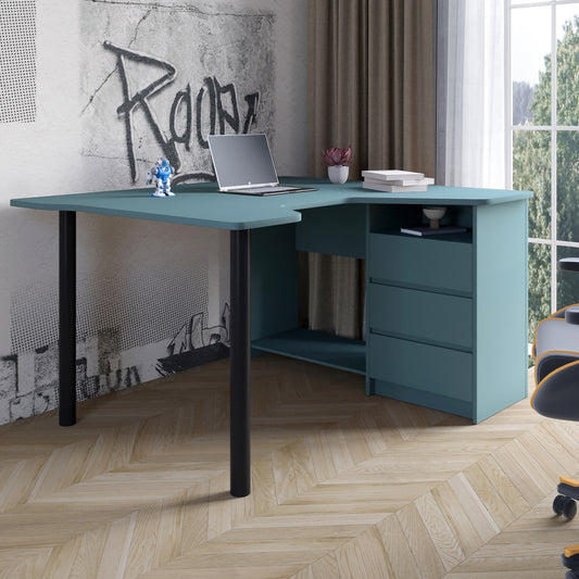 Геймерский компьютерный стол LION Буст угловой с ящиками Гранит серый (LION-041452)