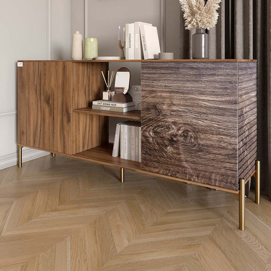 Комод открытый на золотых металлических ножках LION Грей Дуб Ливорно/Дерево (LION-042779)