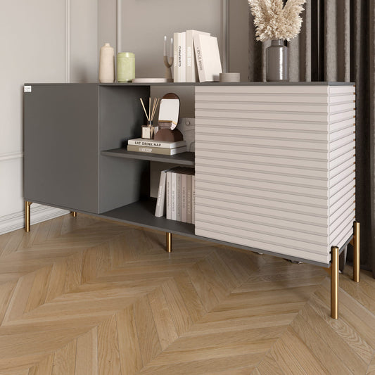 Комод открытый на золотых металлических ножках LION Грей Антрацит/Кашемир (LION-042847)