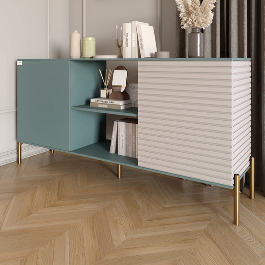 Комод открытый на золотых металлических ножках LION Грей Гранит серый/Кашемир (LION-042896)