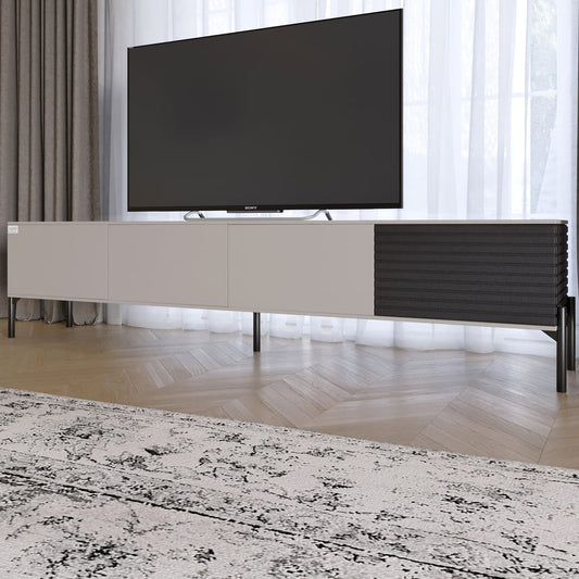 Тумба под телевизор на черных металлических ножках LION Грей Кашемир/Асфальт (LION-042481)