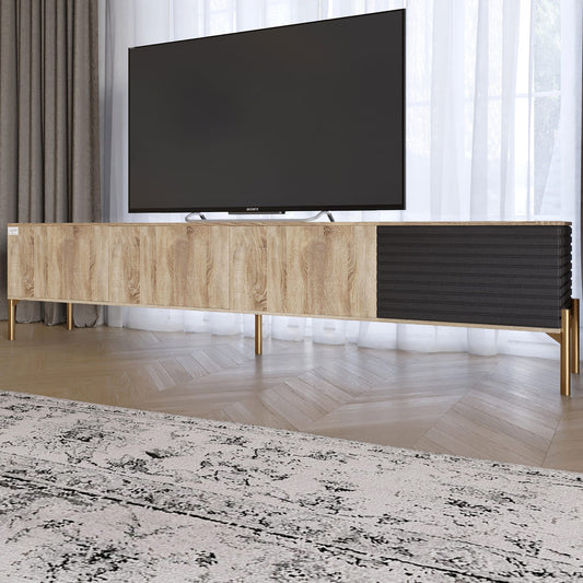 Тумба под телевизор на золотых металлических ножках LION Грей Дуб Сонома/Асфальт (LION-042478)