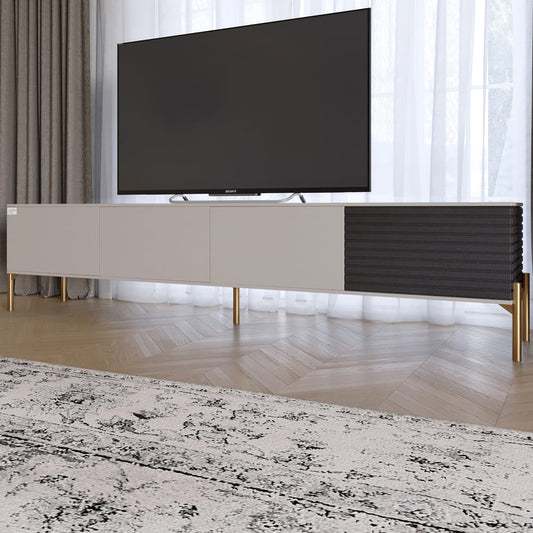 Тумба под телевизор на золотых металлических ножках LION Грей Кашемир/Асфальт (LION-042496)