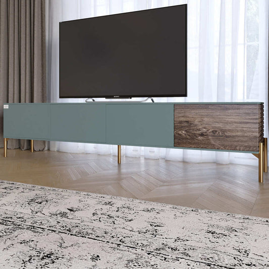 Тумба под телевизор на золотых металлических ножках LION Грей Гранит серый/Дерево (LION-042536)