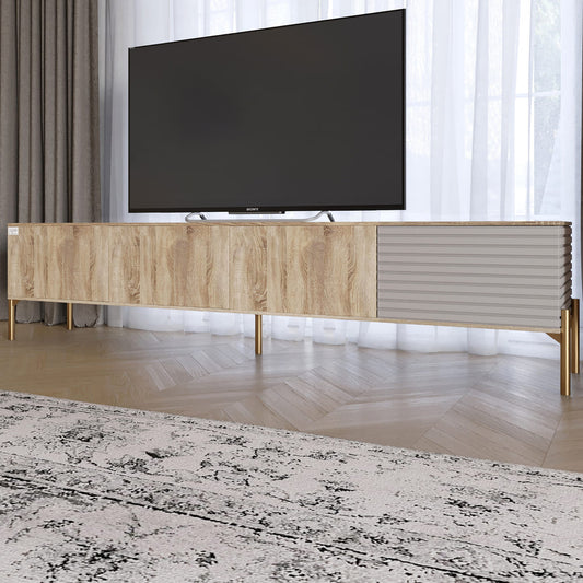 Тумба под телевизор на золотых металлических ножках LION Грей Дуб Сонома/Кашемир (LION-042600)