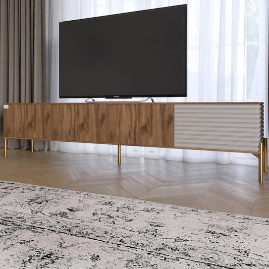 Тумба под телевизор на золотых металлических ножках LION Грей Дуб Ливорно/Кашемир (LION-042598)