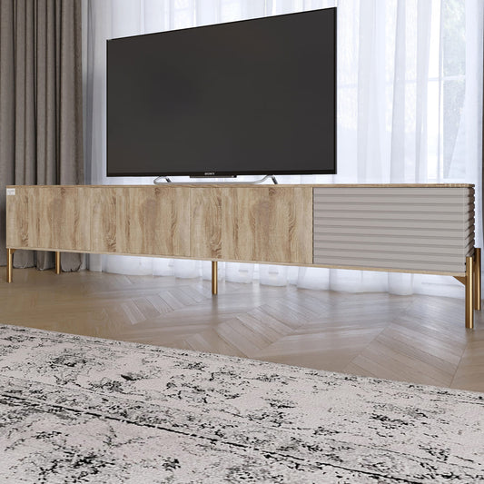 Тумба под телевизор на золотых металлических ножках LION Грей Дуб Сонома трюфель/Кашемир (LION-042599)