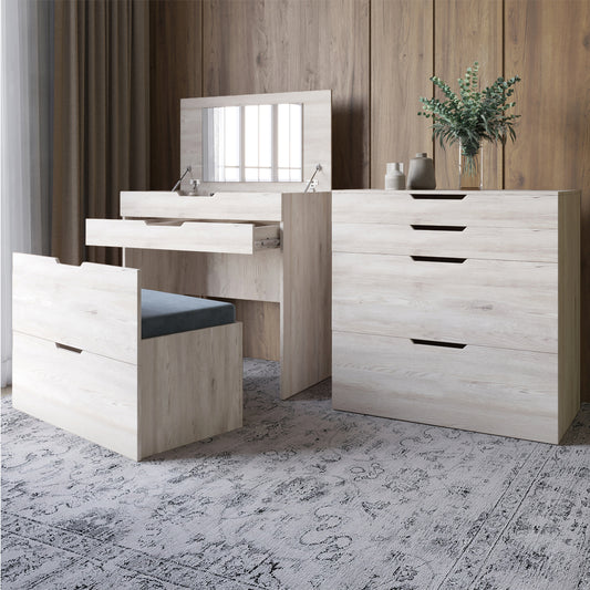 Комод-трюмо с зеркалом, нишей под сиденьем и ящиком LION Азия Самоа Дымчатый (LION-041675)