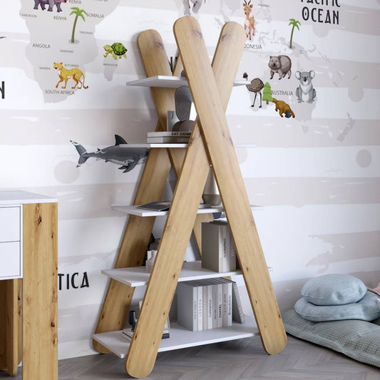 Стеллаж открытый с 5 полками LION Инди Нимфея Альба/Дуб Артизан (LION-041599)