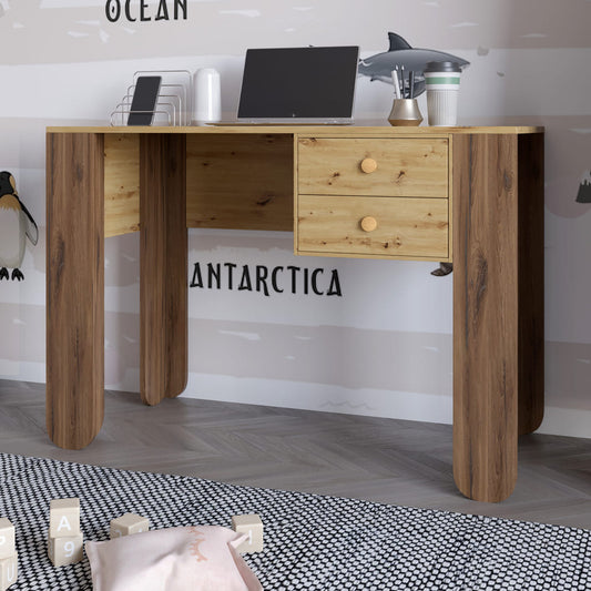 Письменный стол с 2-мя ящиками LION Инди Дуб Артизан/Дуб Ливорно (LION-041424)