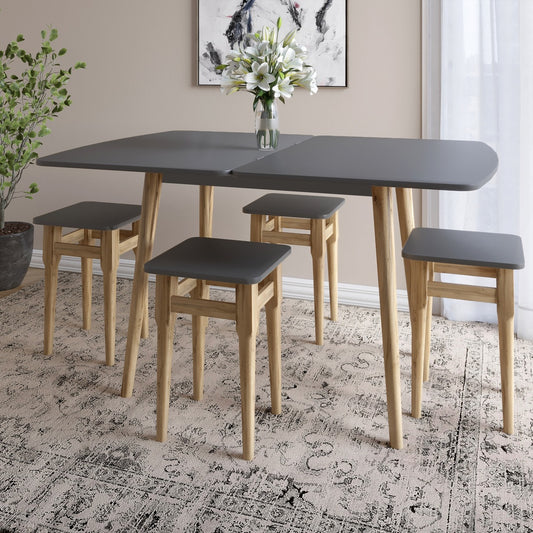 Деревянный раскладной обеденный стол LION Маями-3 Антрацит 90х60/90х120 (LION-041261) ТОП