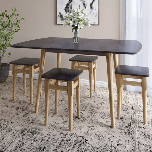 Деревянный раскладной обеденный стол LION Маями-3 Бетон темный 90х60/90х120 (LION-041264)