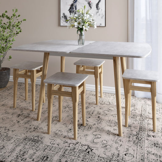 Деревянный раскладной обеденный стол LION Маями-3 Бетон 90х60/90х120 (LION-041262)