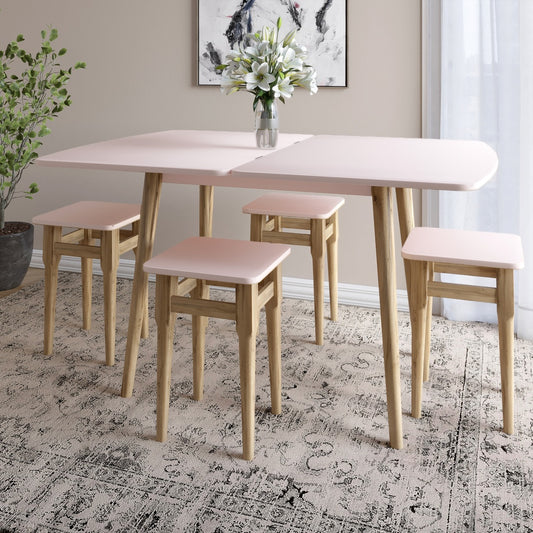 Деревянный раскладной обеденный стол LION Маями-3 Розовый 90х60/90х120 (LION-041273)