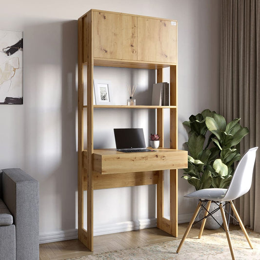 Модуль-2 стеллаж со столом и полками LION Нобу Дуб Артизан (LION-042424)