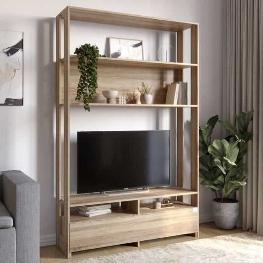 Модуль-4 стеллаж с полками и тумбой под ТВ LION Нобу Дуб Сонома трюфель (LION-042431)