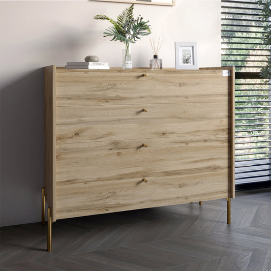 Комод с 4 ящиками LION Wood с золотыми ножками 100х90х45 см Дуб Аппалачи (LION-042963)