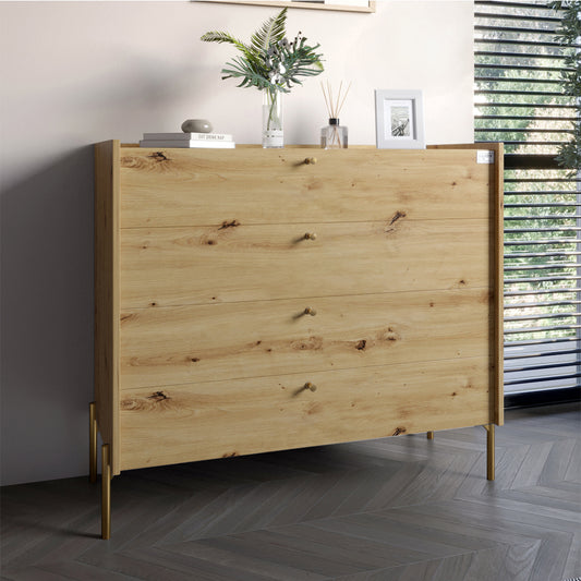 Комод с 4 ящиками LION Wood с золотыми ножками 100х90х45 см Дуб Артизан (LION-042964)