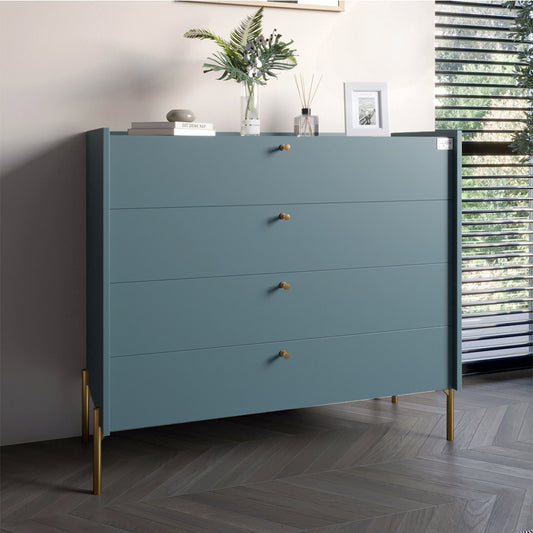 Комод с 4 ящиками LION Wood с золотыми ножками 100х90х45 см Гранит серый (LION-042961)