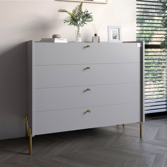 Комод с 4 ящиками LION Wood с золотыми ножками 100х90х45 см Кашемир (LION-042968) ТОП