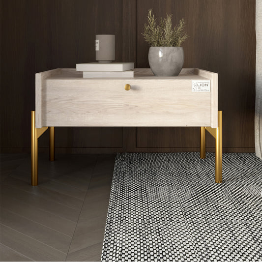 Тумба прикроватная LION Wood с одним ящиком Самоа Дымчатый (золотые ножки) (LION-041330)